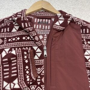 Duluth Fleece Jacket Mens M Checkpoint Aztec‎ Pattern 1/2 Zip Maroon
